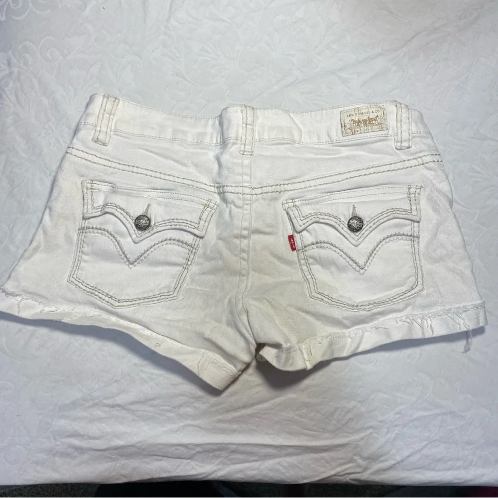 Levi’s Jeans Flap Pocket Shorts White Women’s Juniors 11 Denim Button Pocket